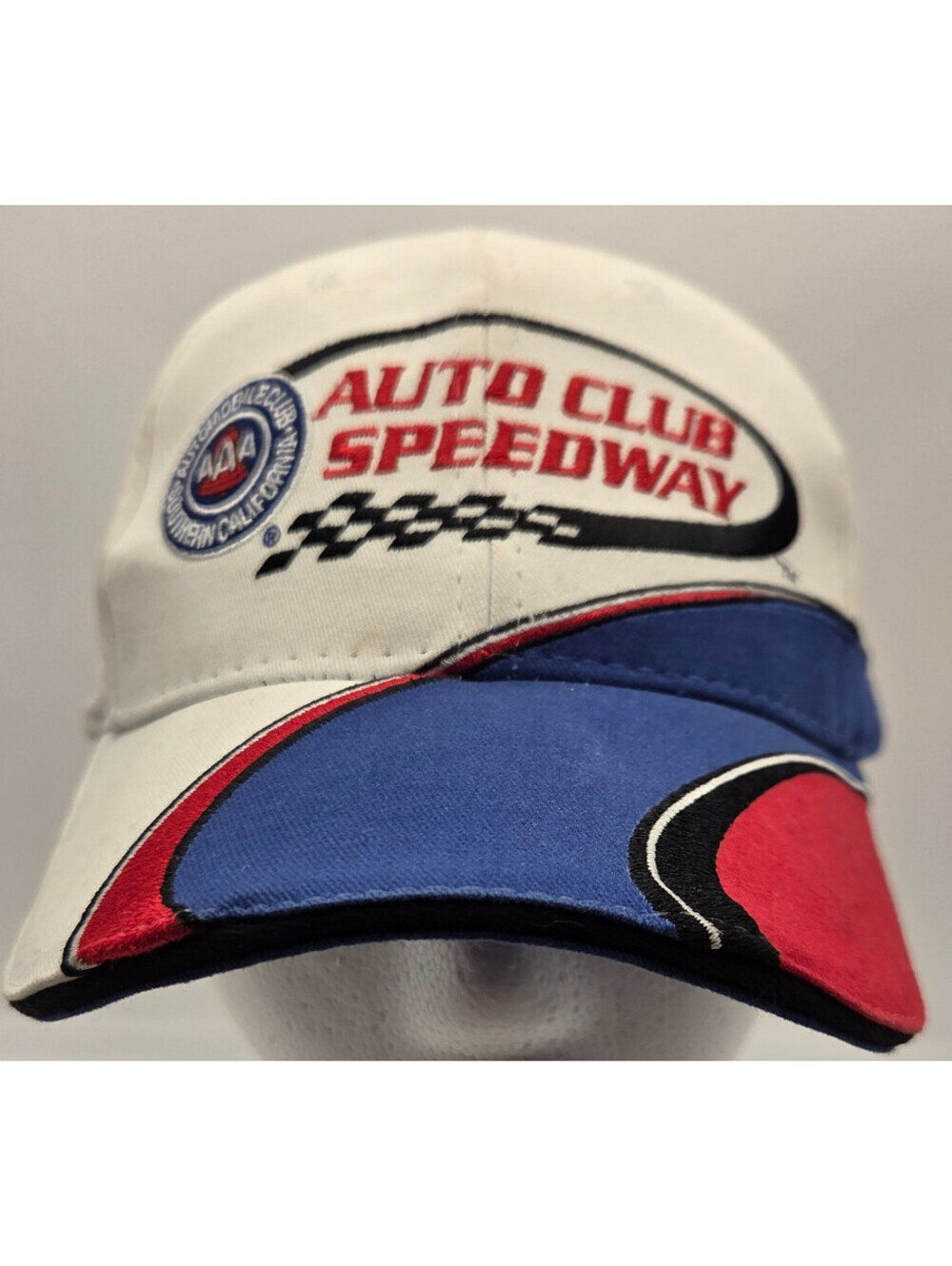 Auto Club Speedway AAA ISC Racing Hat Cap Adjustable NASCAR White Red